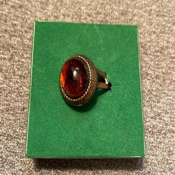 Coppercraft  amber stone adjustable ring - Picture 1 of 3